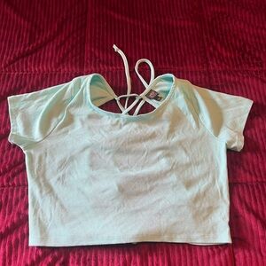 Wild Fable Green Crop Tie Front T-Shirt